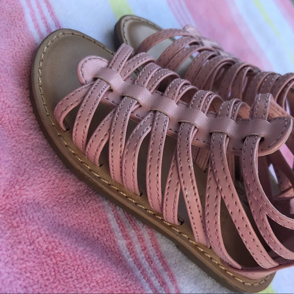 Girls Pink Strappy Gladiator Sandals